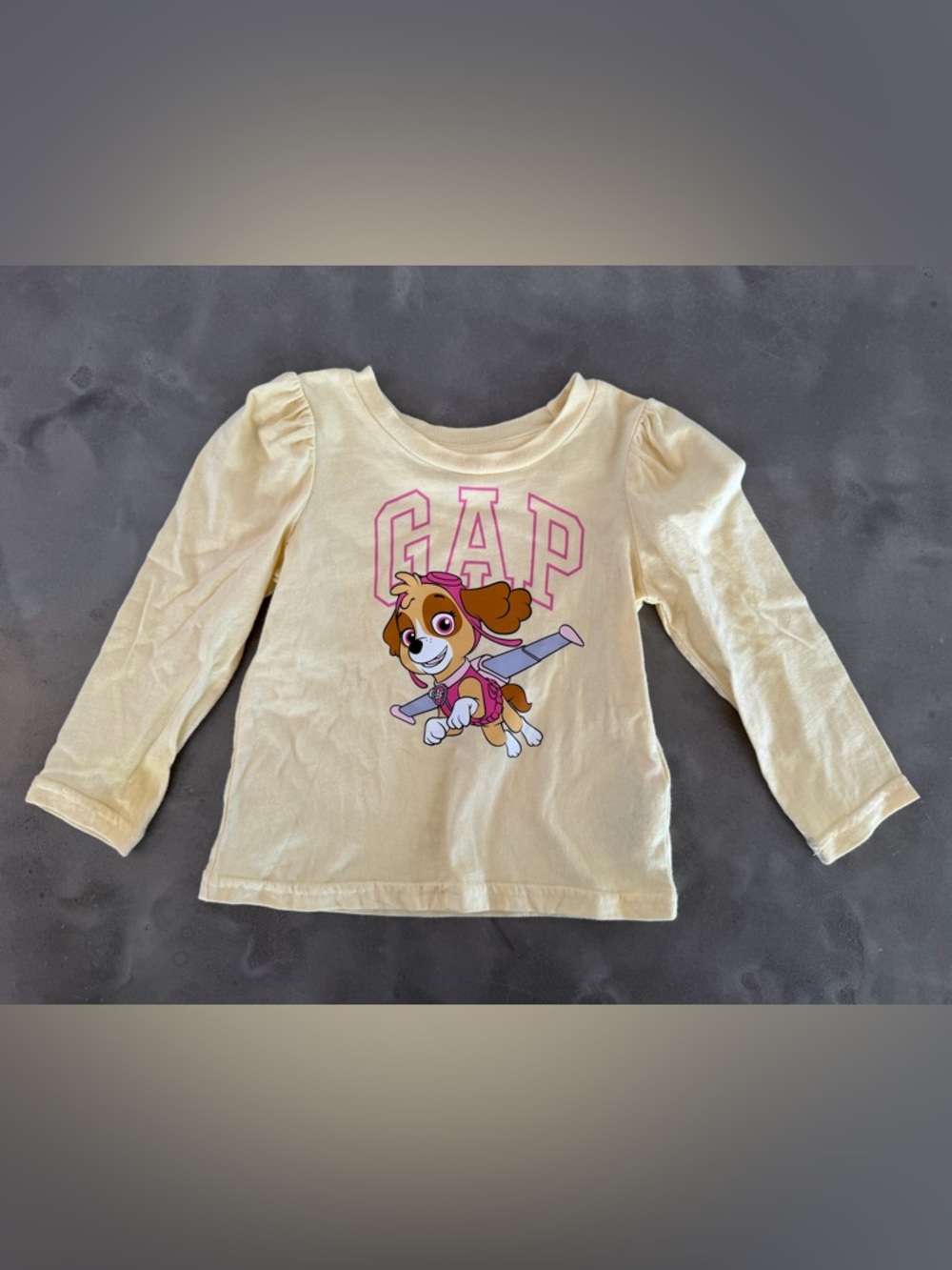 GAP Cream Long-Sleeve Tee with Pink Logo & Paw Patrol Graphic